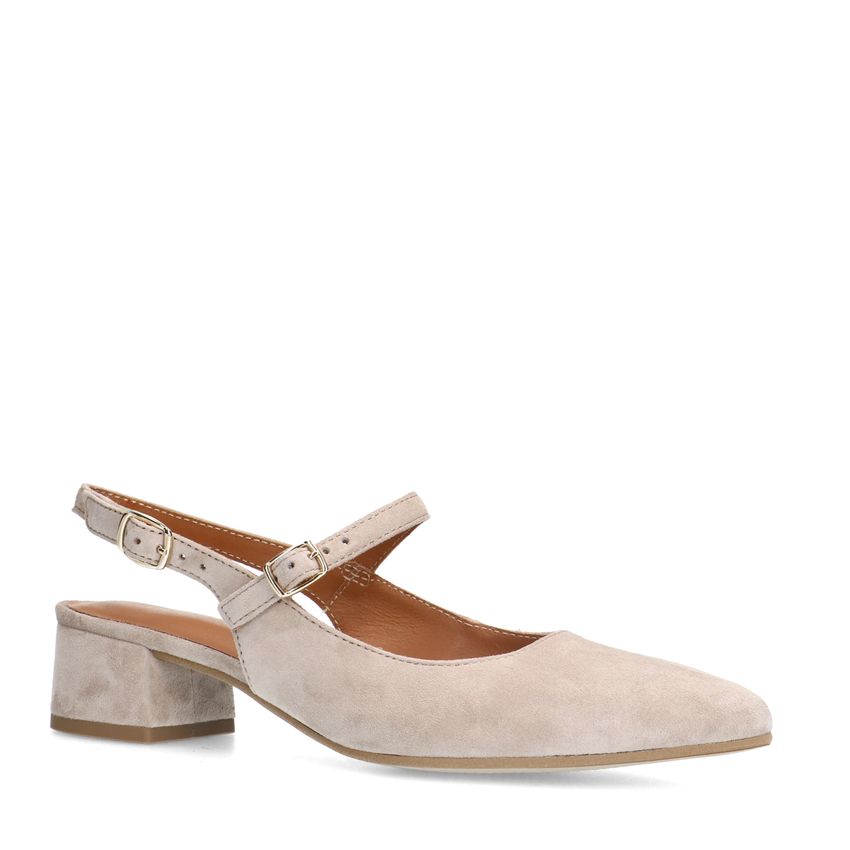 No Stress Beige suède slingbacks