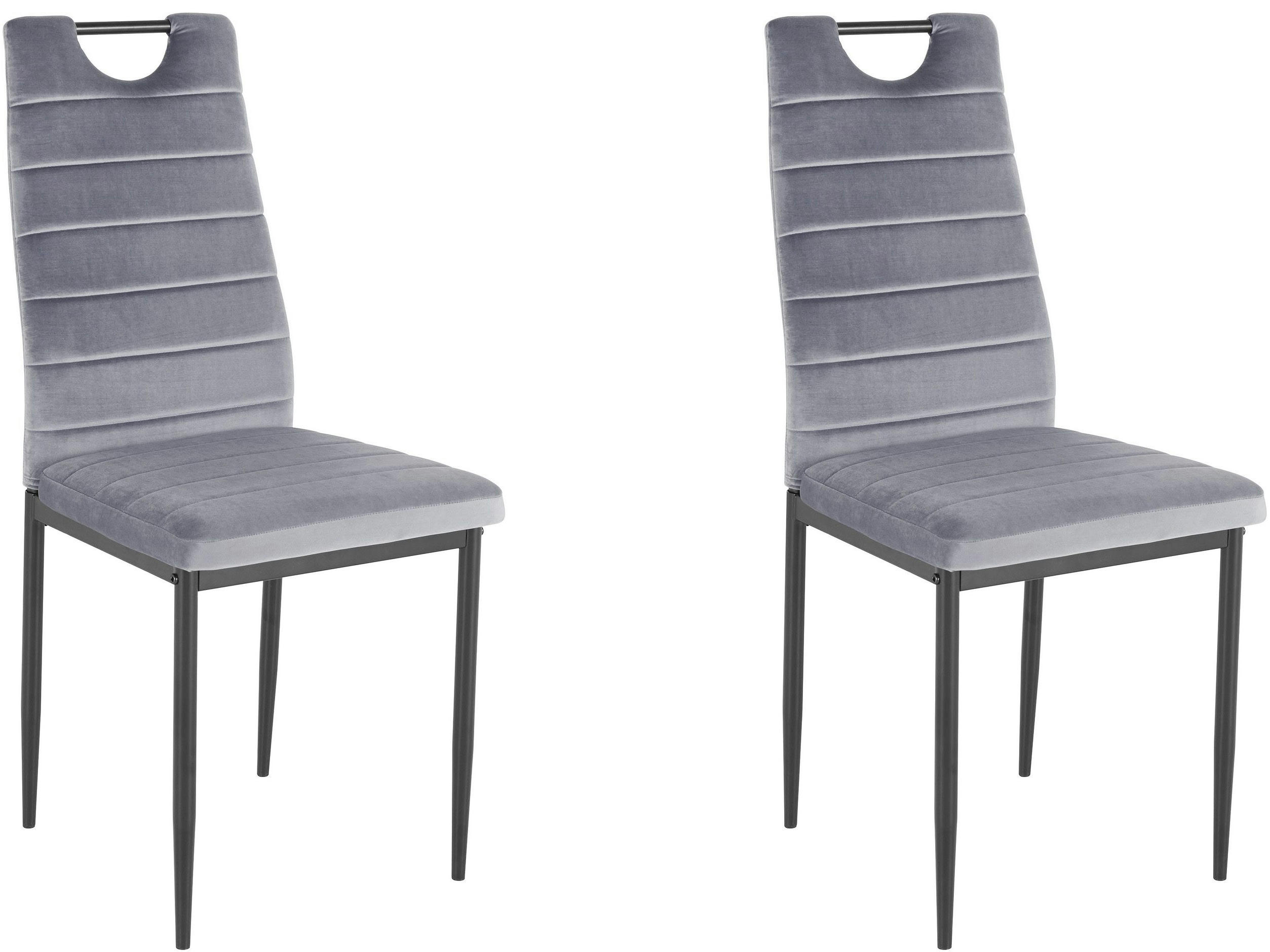 MANDY - Lot de 2 chaises de salle à manger en velours gris