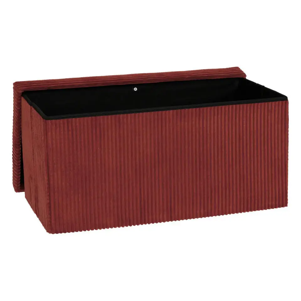 Atmosphera Hocker/poef Ribcord opvouwbaar - donkerrood - 76x38cm