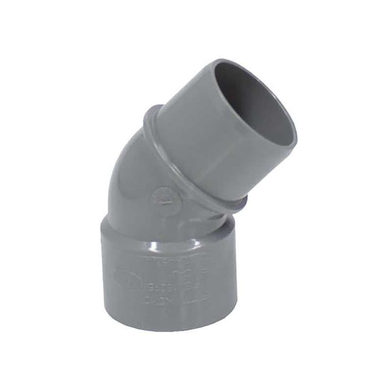 Coude en PVC pour sanitaire gris M/F 45° Ø 32 mm