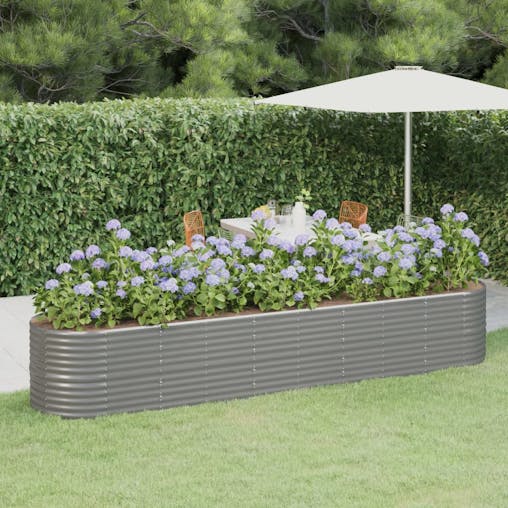 NNEVL Garden Raised Bed Powder-Coated Steel 368x80x68 cm Grey