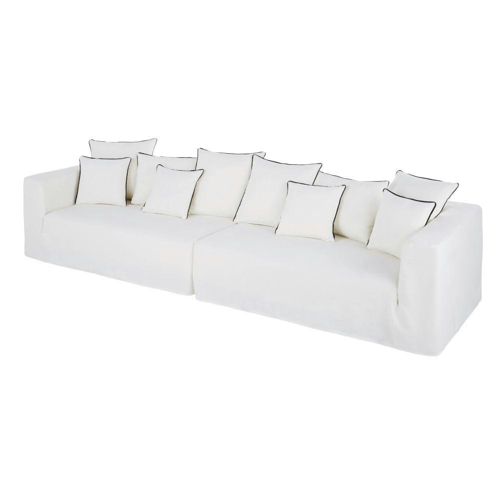 Gipsy - Canapé 4/5 places en lin supérieur blanc