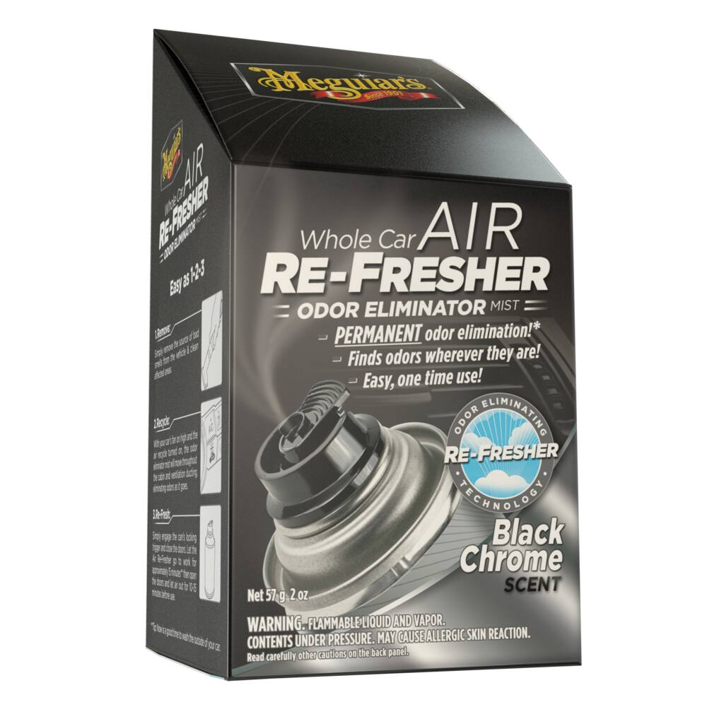 Meguiar's Whole Car Air Refresher Odour Eliminator Spray, Black Chrome Scent, 57-g