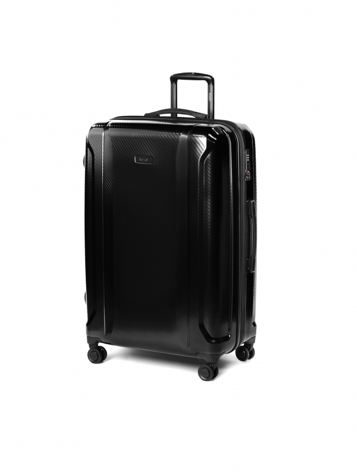 Large black structured cabin bag with combination lock