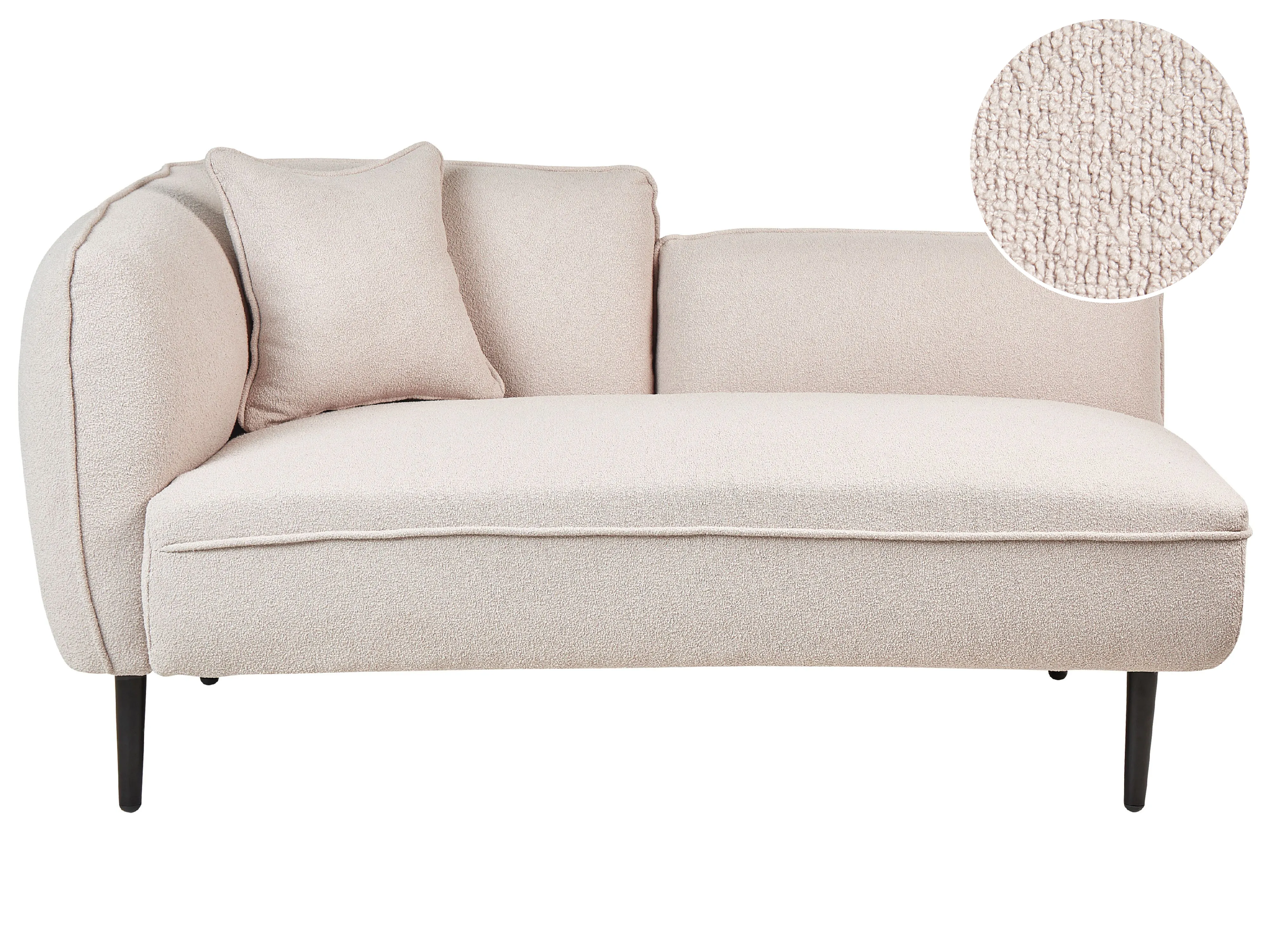 Left-Hand Chaise Longue CHEVANNES Boucle Light Beige
