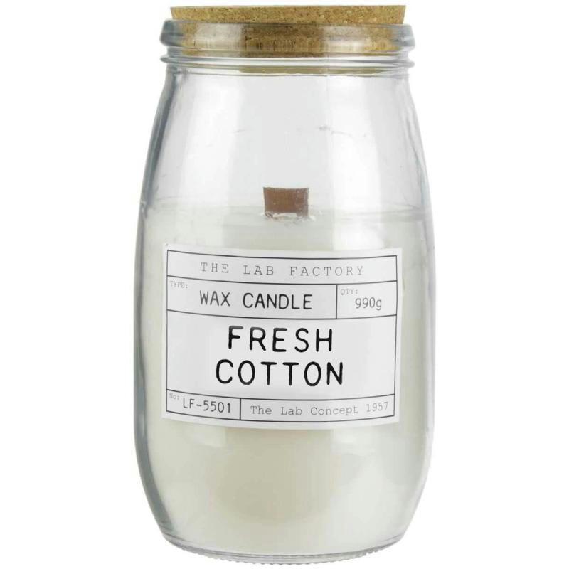 - Bougie parfumée avec mèche en bois senteur fleur de coton 12 cm