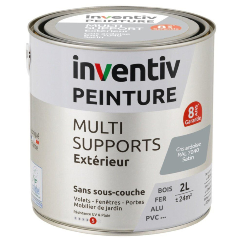 Peinture multi-supports gris ardoise satiné 2 L INVENTIV