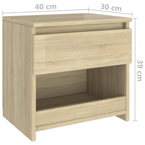 NNEVL Bedside Cabinet Sonoma Oak 40x30x39 cm Chipboard