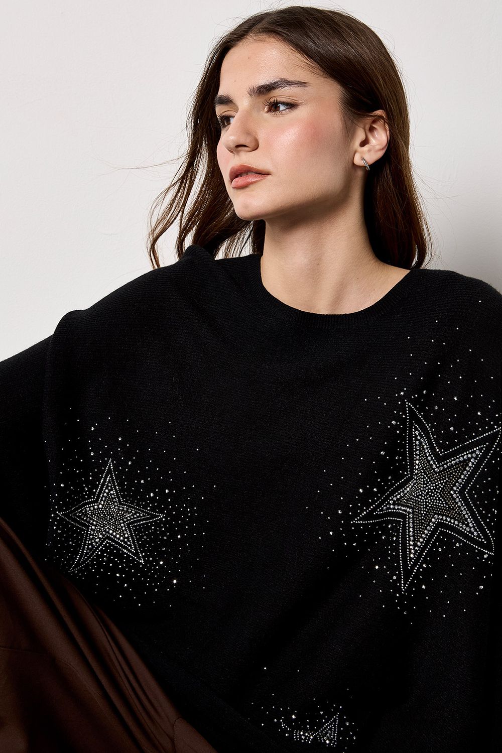 Apricot Stud Star Batwing Tunic Jumper