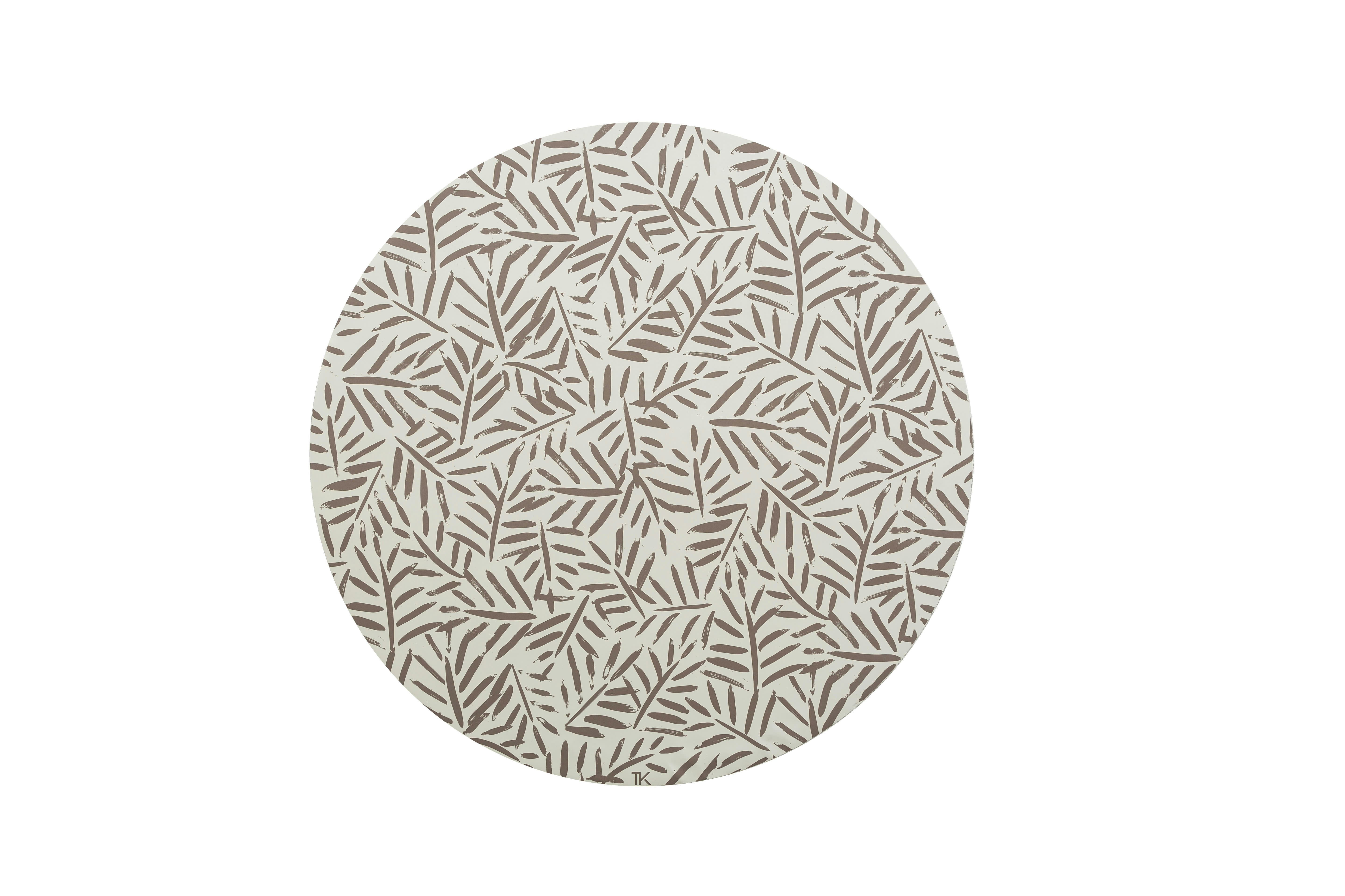 LEAVES - Tapis multifonction en vinyle bébé taupe diamètre 105cm