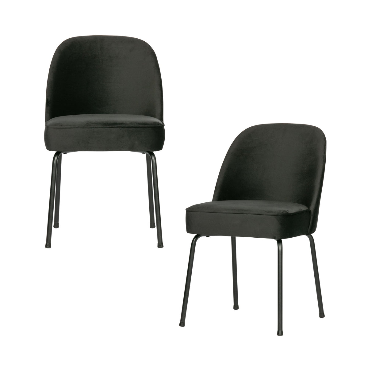 WOOOD eetkamerstoelen Vogue- Fluweel Zwart - Set van 2