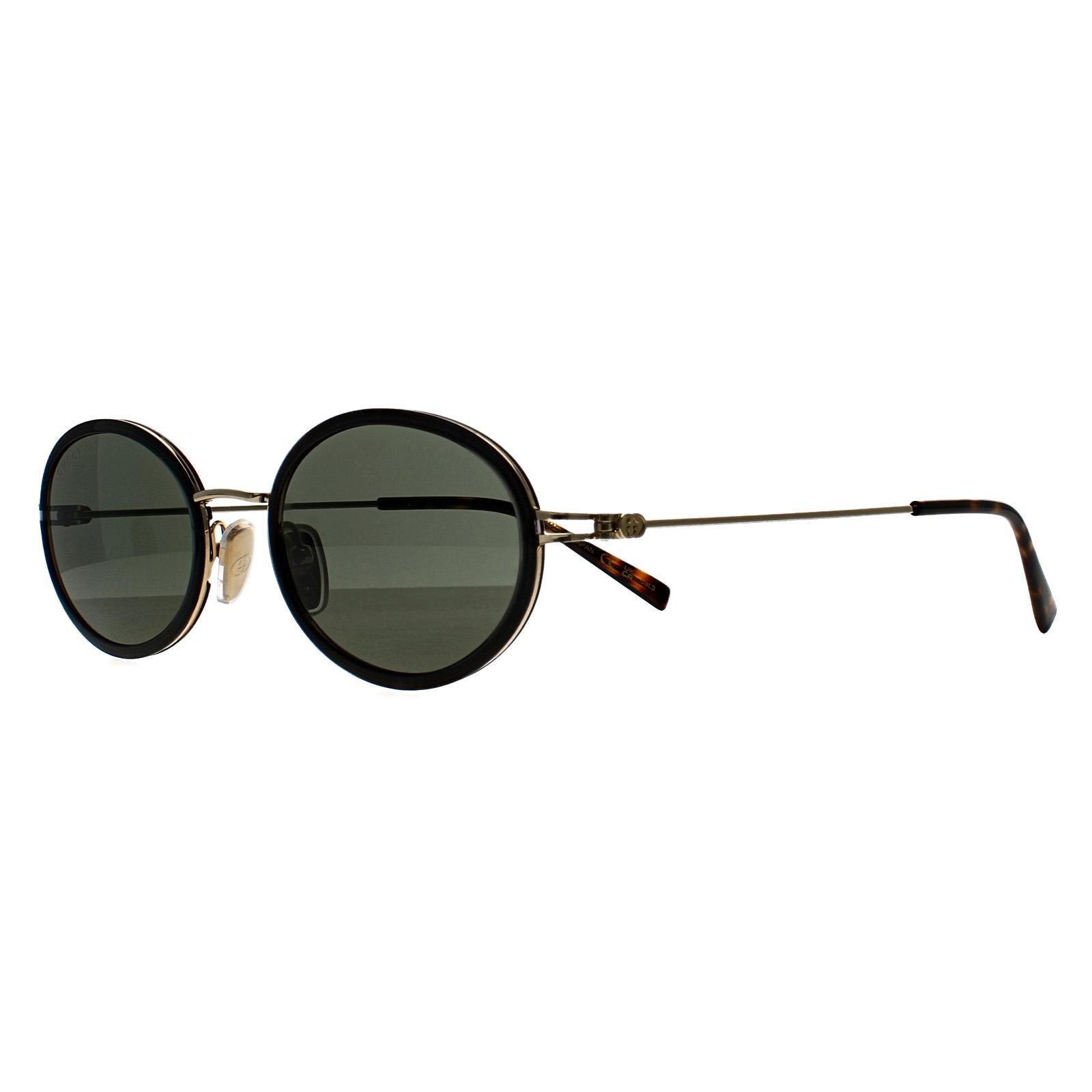 Gucci Oval Black Gold Green GG1980S