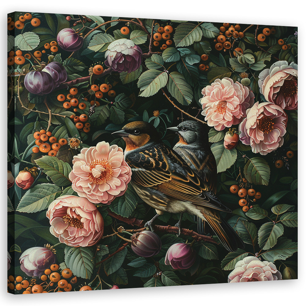 Feeby Obraz na płótnie, Ptaki Liście Natura 30x30