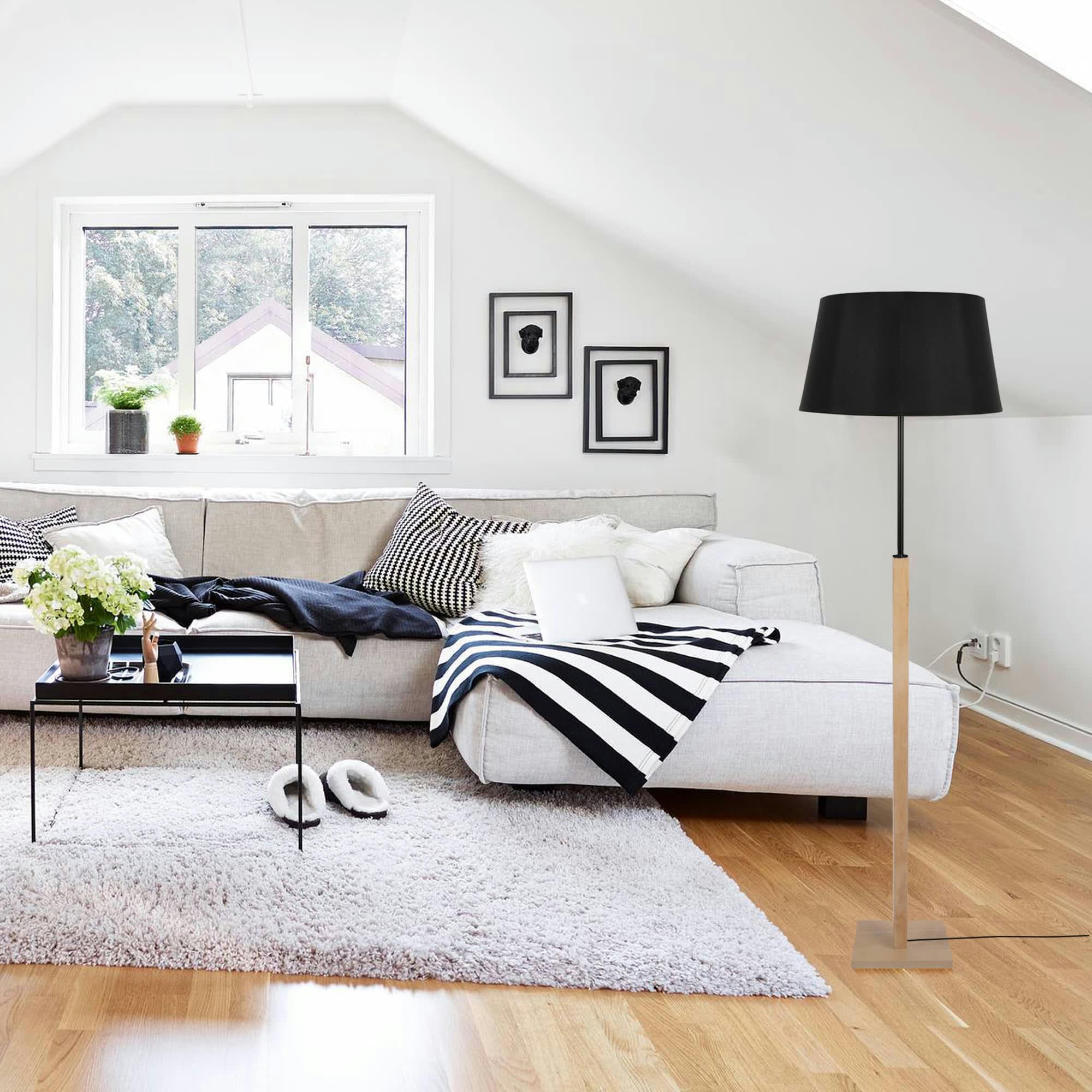 HOD B - Lampadaire bois naturel et noir