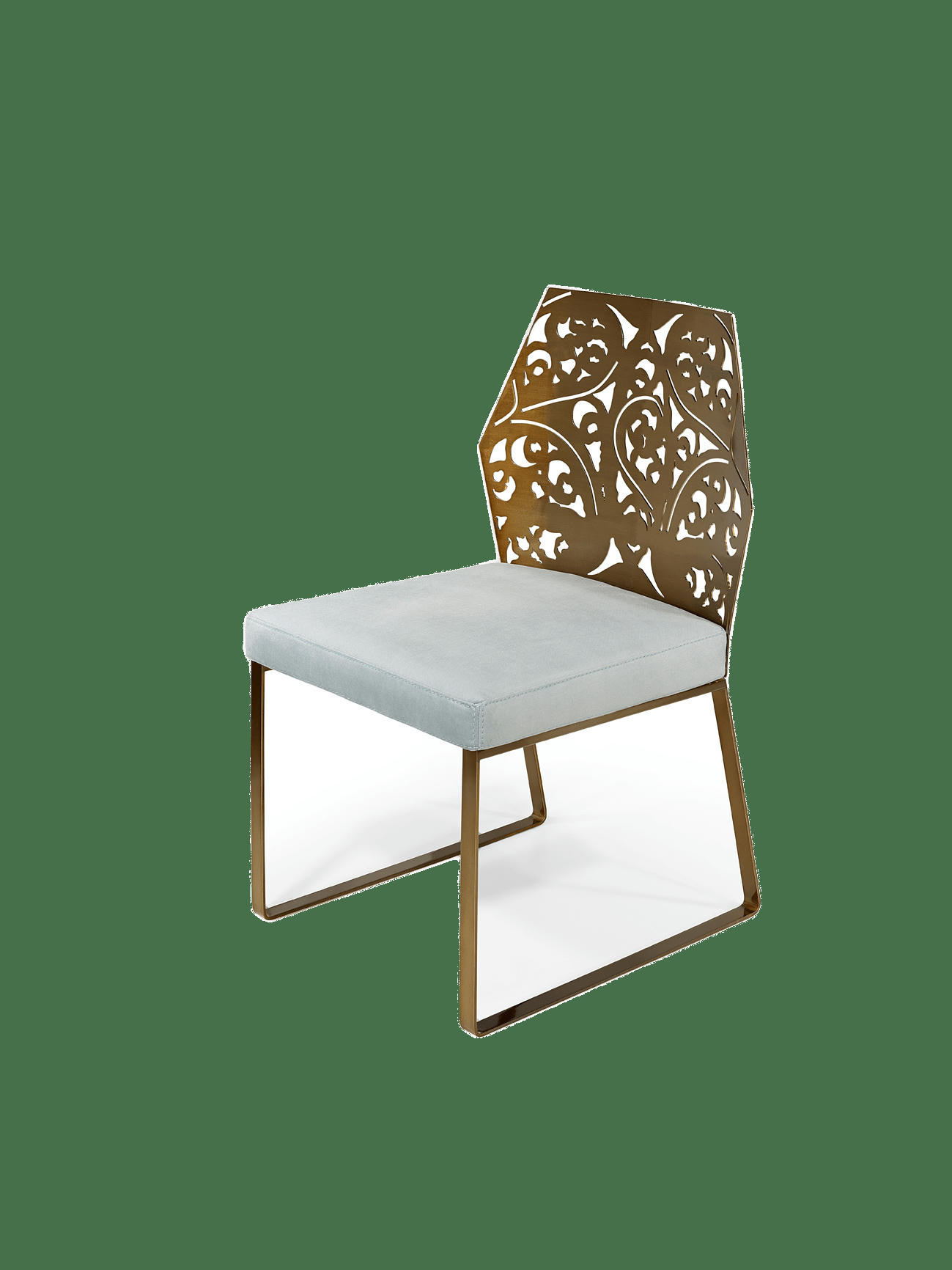 MORDOMA - Chaise en métal laiton et simili cuir blanc