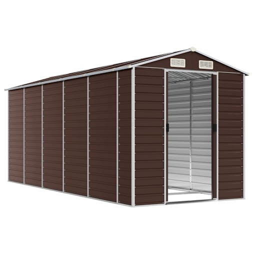 NNEVL Garden Shed Brown 191x470x198 cm Galvanised Steel
