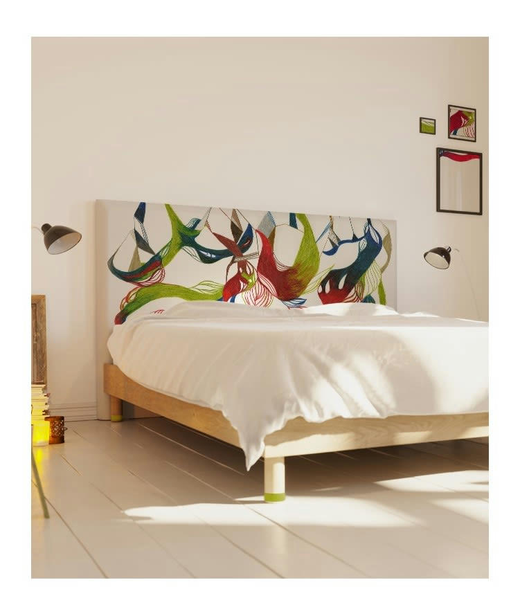 ORNEMENT FLORAL - Tête de lit avec housse Multicolore 140 cm