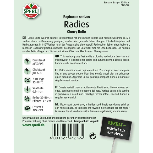 Radies »Cherry Belle«, platzfest und robust, für die ganze Freilandsaison