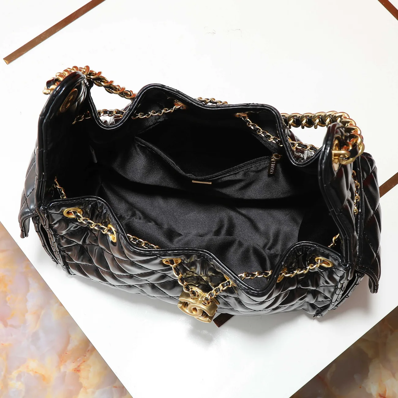 CHANEL 25 Handbag Patent leather & Gold-Tone Metal