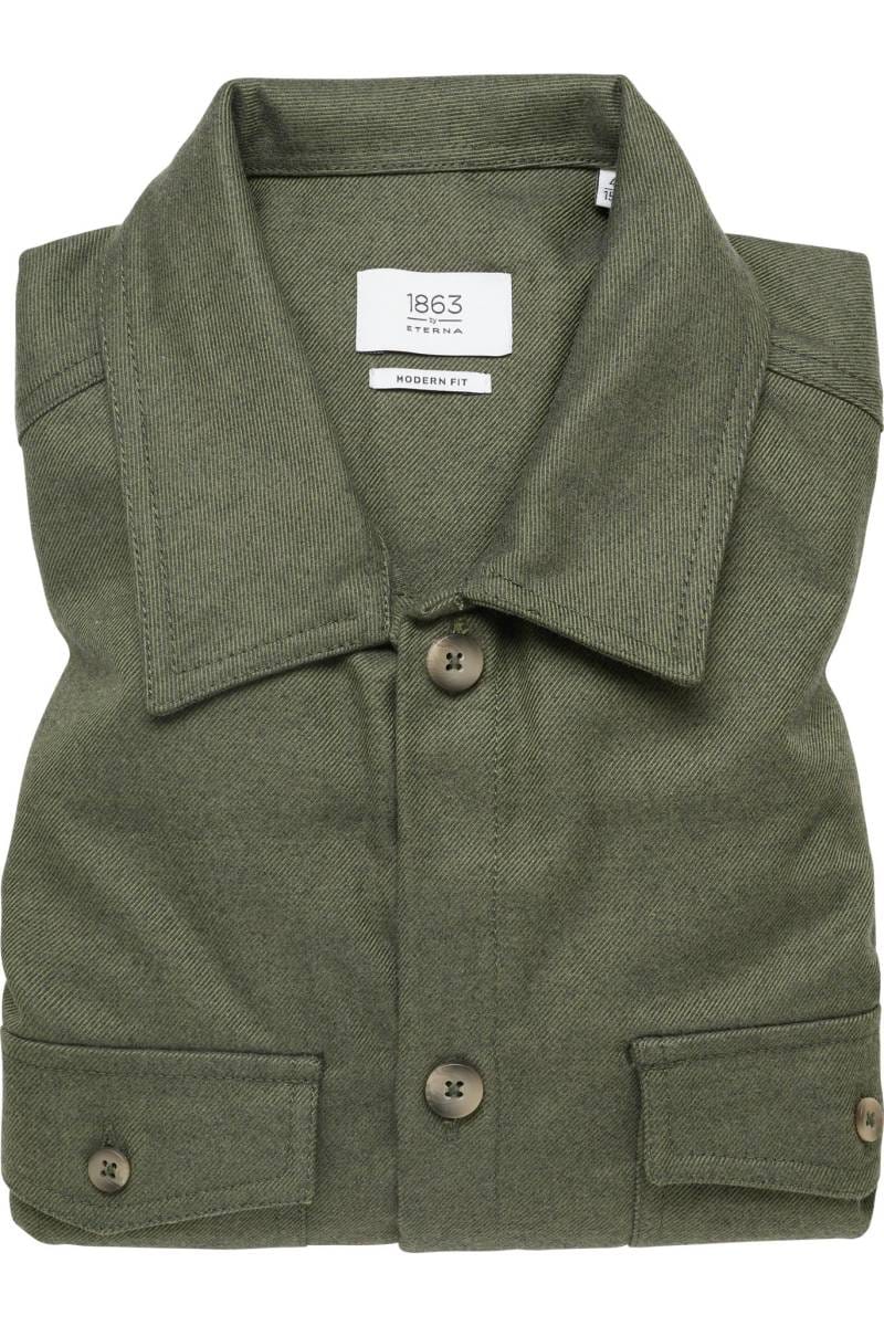 ETERNA 1863 Modern Fit Flanellhemd grün, Einfarbig