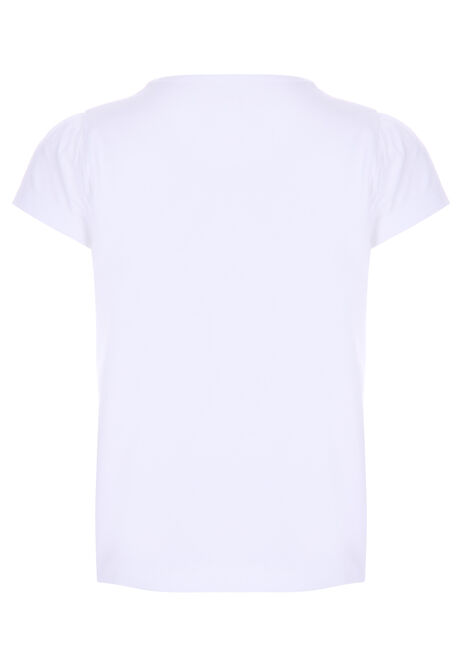 Younger Girls White Sequin Picnic T-Shirt