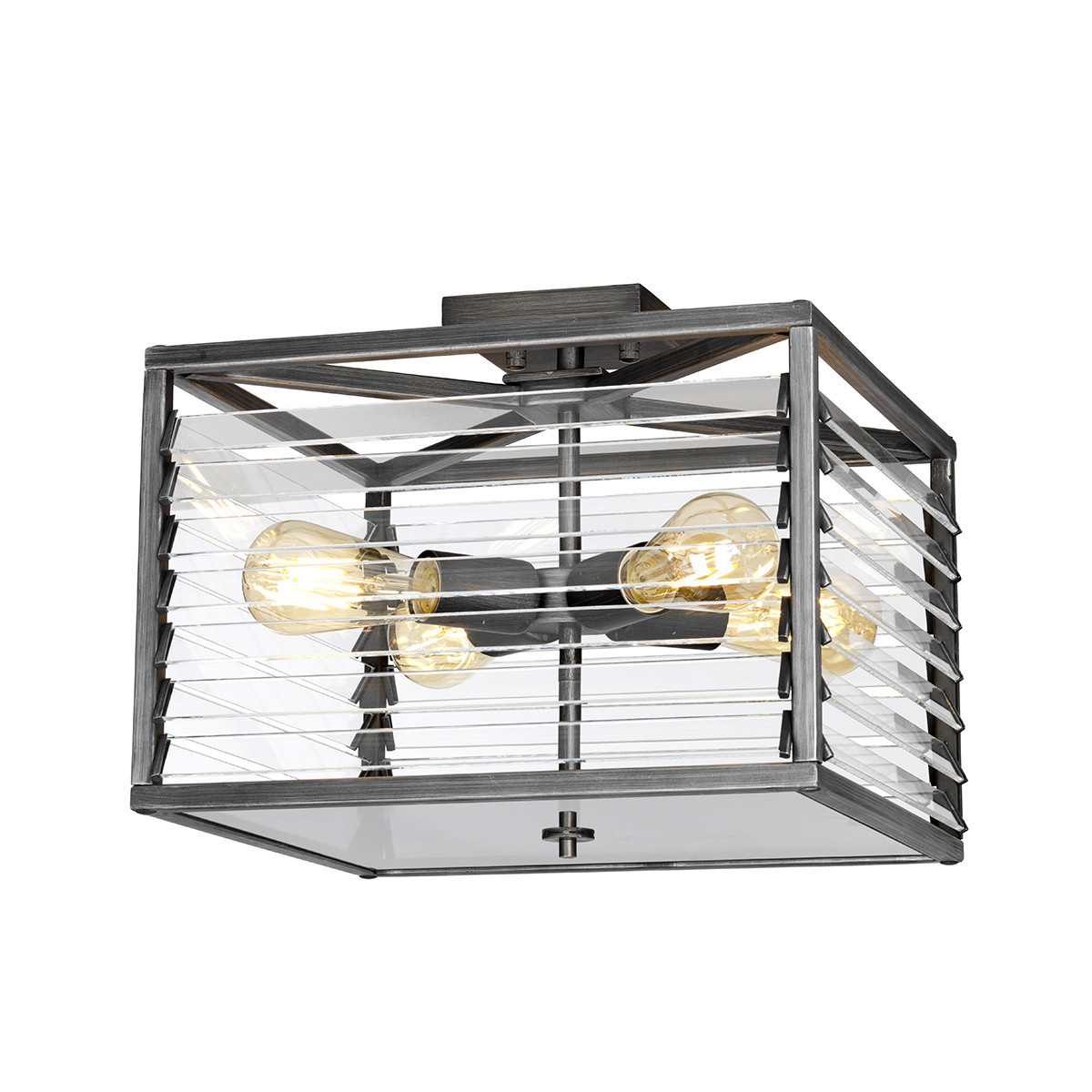 Plafonszaro-przezroczysty kwadratowy 39,2cm Louvre 4xE27x60W IP20 Elstead