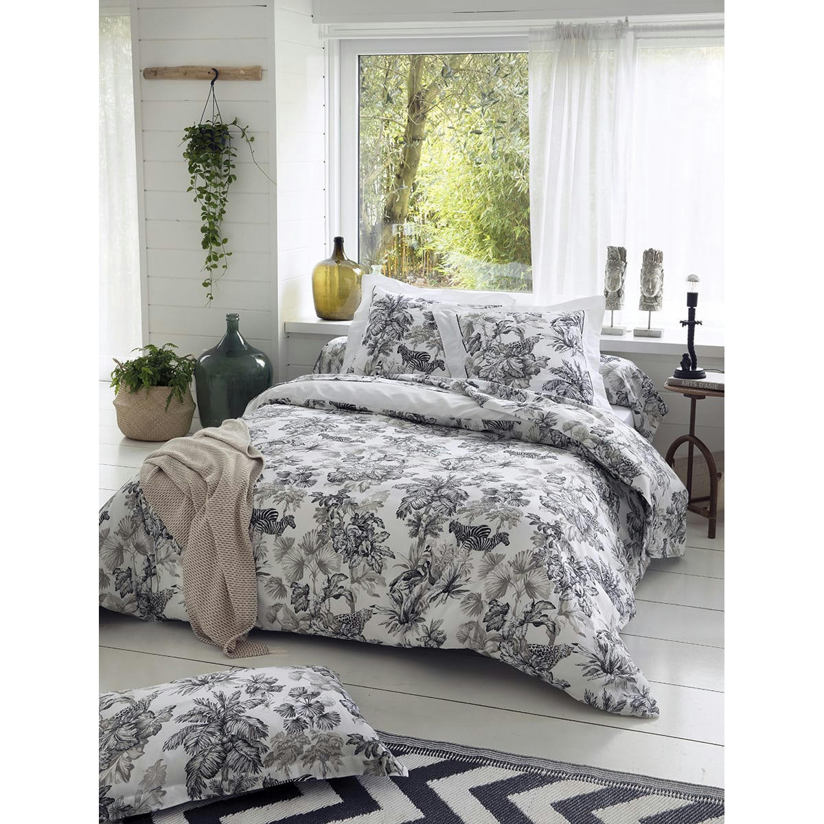 SAVANE - Housse de couette esprit savane coton blanc 140x200 cm