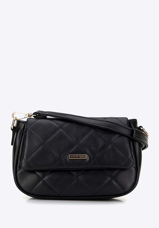 Damska crossbody z ekoskóry w przeszycia czarna