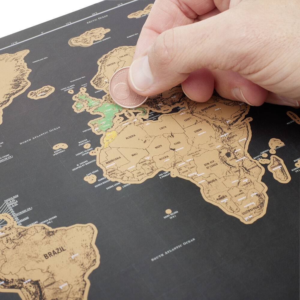Carte du monde à gratter en papier 30x60cm