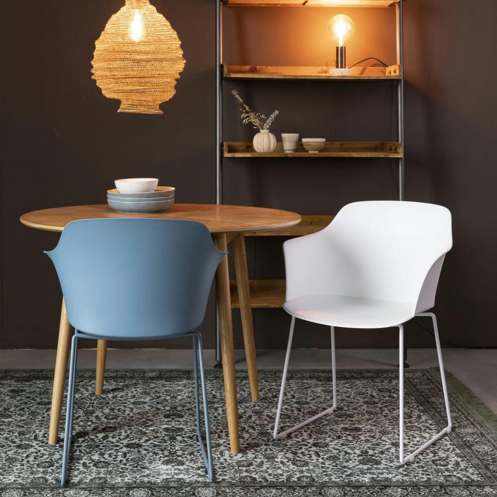 TANGO - Lot de 2 fauteuils de table en plastique et métal blanc