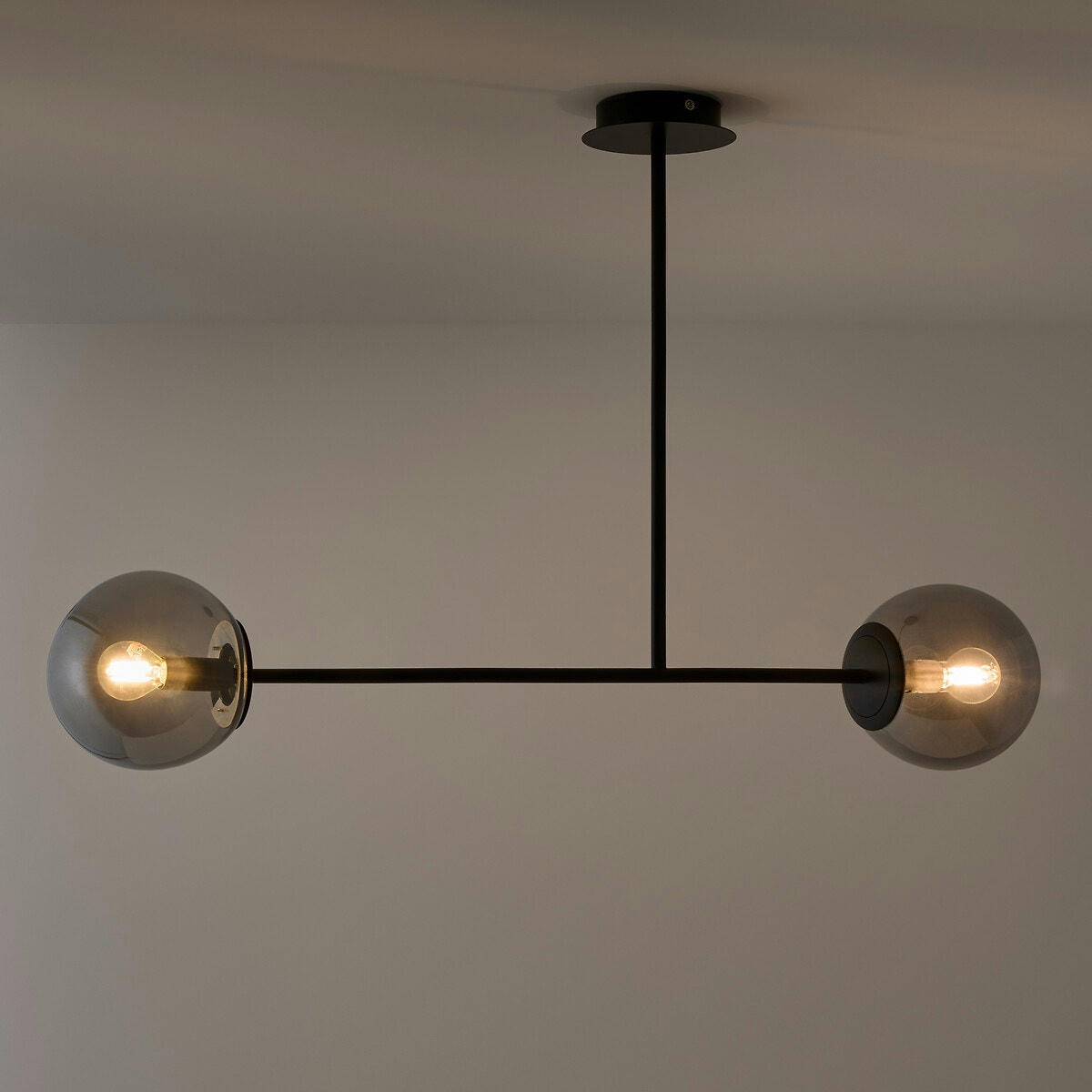 Suspension métal acier et verre fumé, Atea