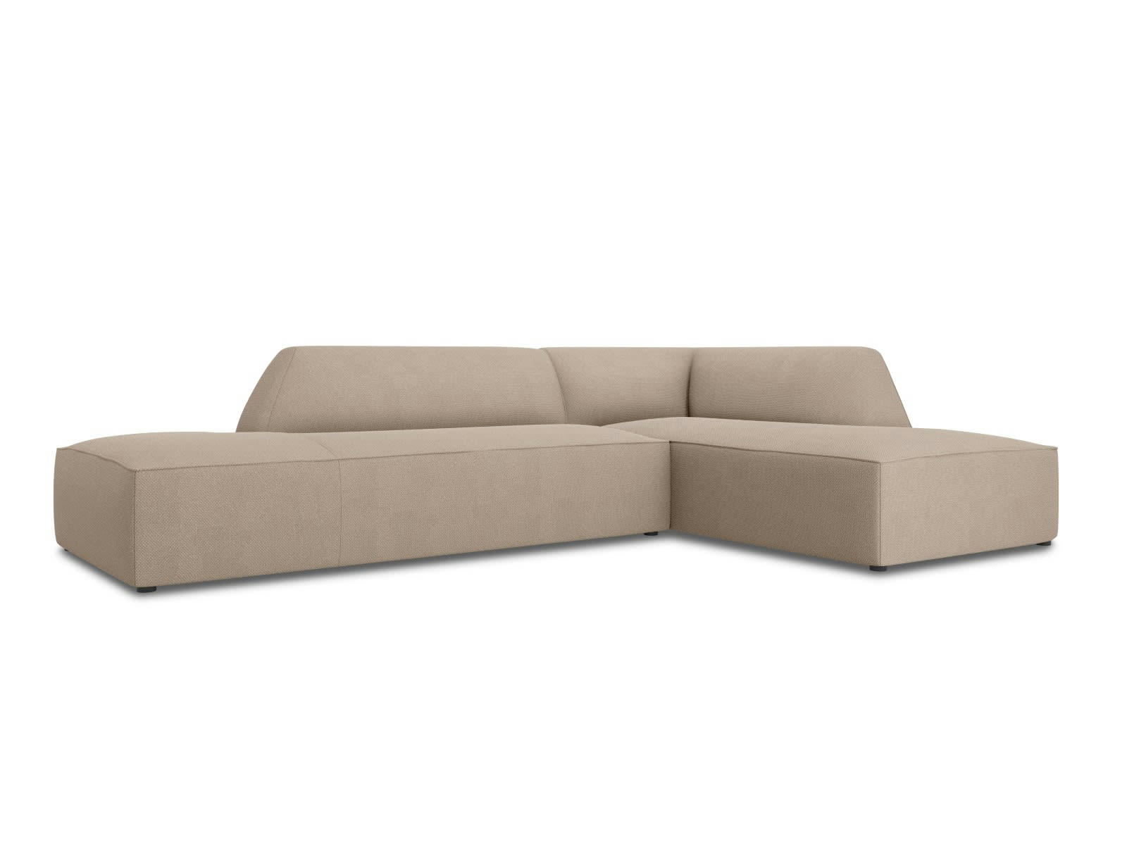 RUBY - Canapé d'angle droit 4 places en tissu structurel beige foncé