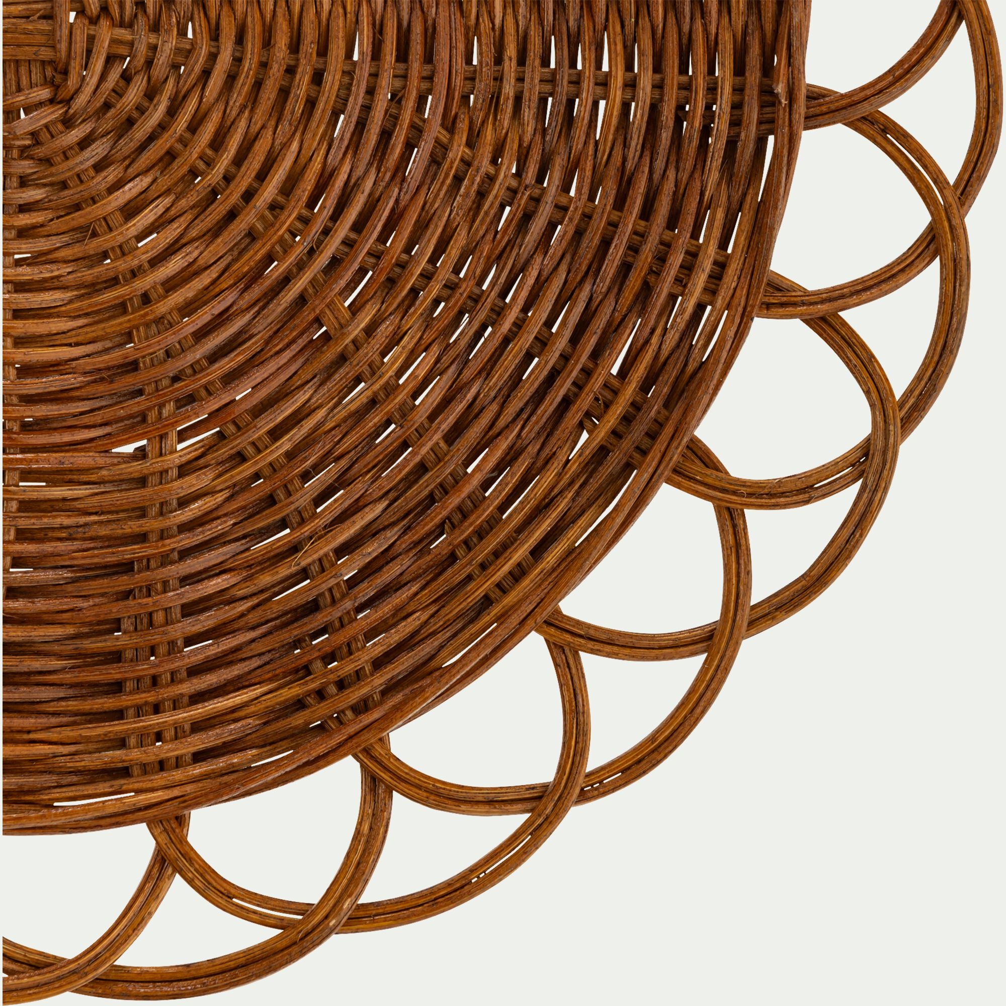 CLECY - Lot de 2 sets de table ronds en rotin D38cm - naturel