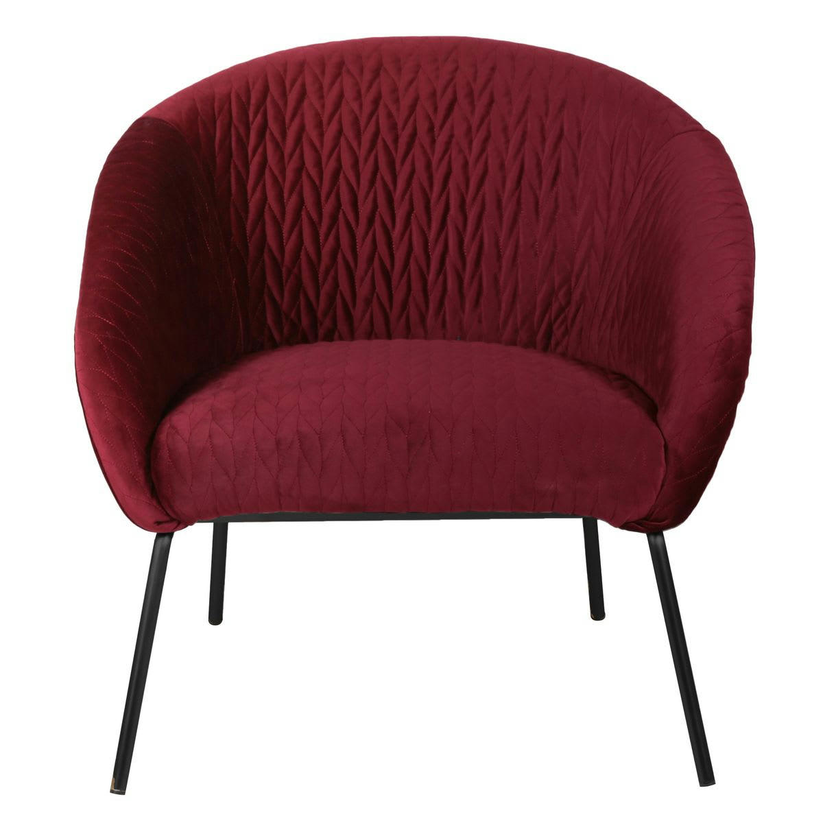 MARCO - Fauteuil en velours bordeaux pieds métal