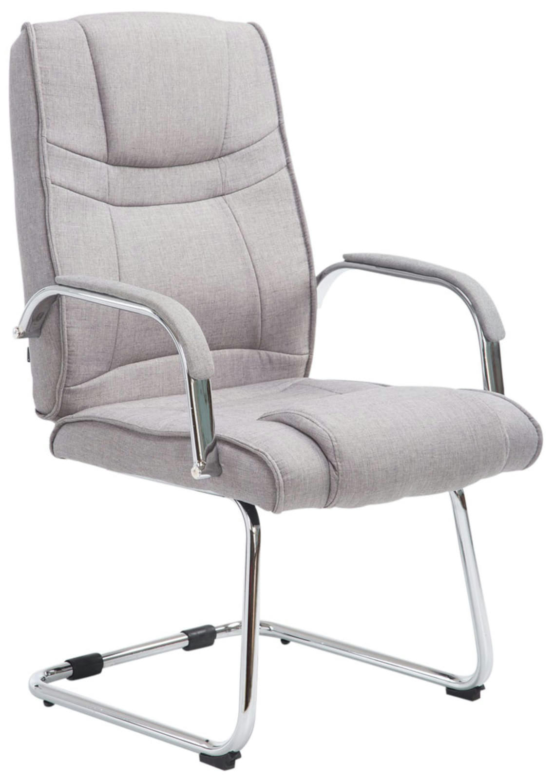 ATTILA - Lot 2 chaises cantilever pieds en métal assise en tissu Gris