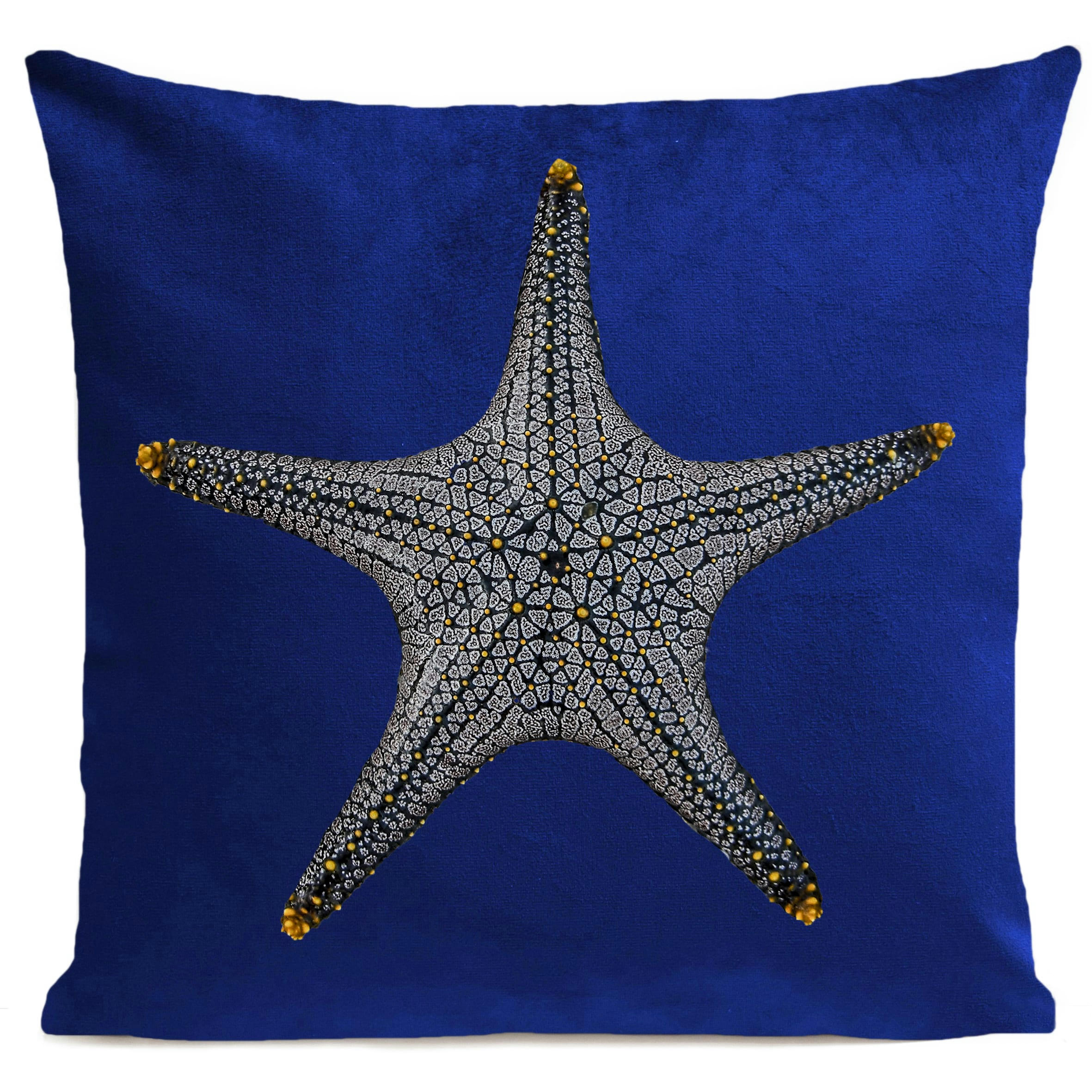 - Coussin poisson bord de mer suédine bleu 40x40cm