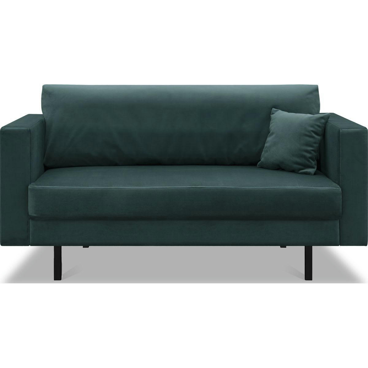 PIA - Canapé 2 places en velours bleu, pieds en métal noir