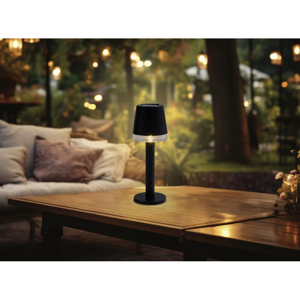 Lampe de table solaire LED à poser noire Ø8xH21cm