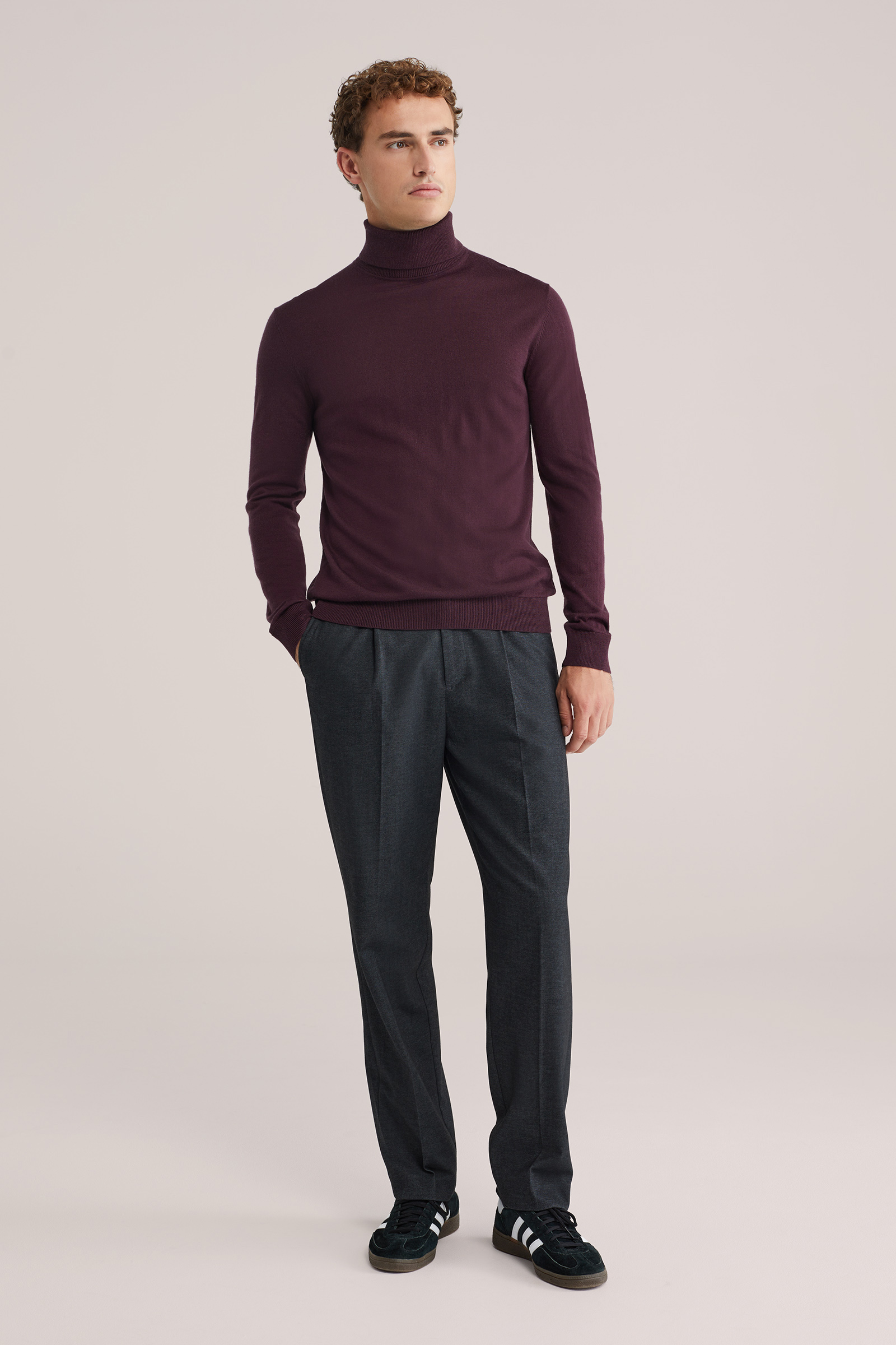 Heren Slim fit coltrui van merinowol