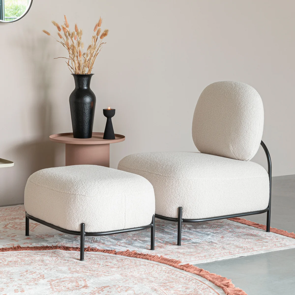 Livingstone - Hatuma Hocker, schwarz / beige
