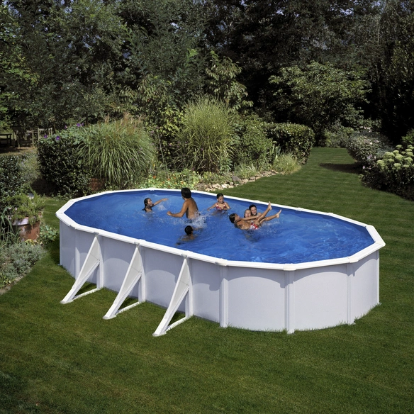 Ovalpool, weiß, BxHxL: 375 x 120 x 730 cm