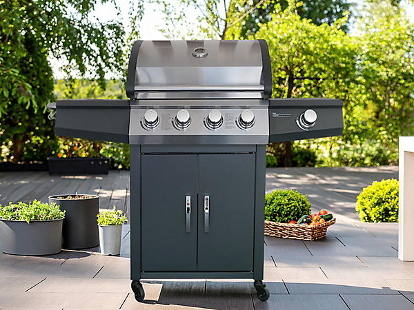 Barbecue à gaz Piretto 4 brûleurs   1 brûleur latéral - Jardideco