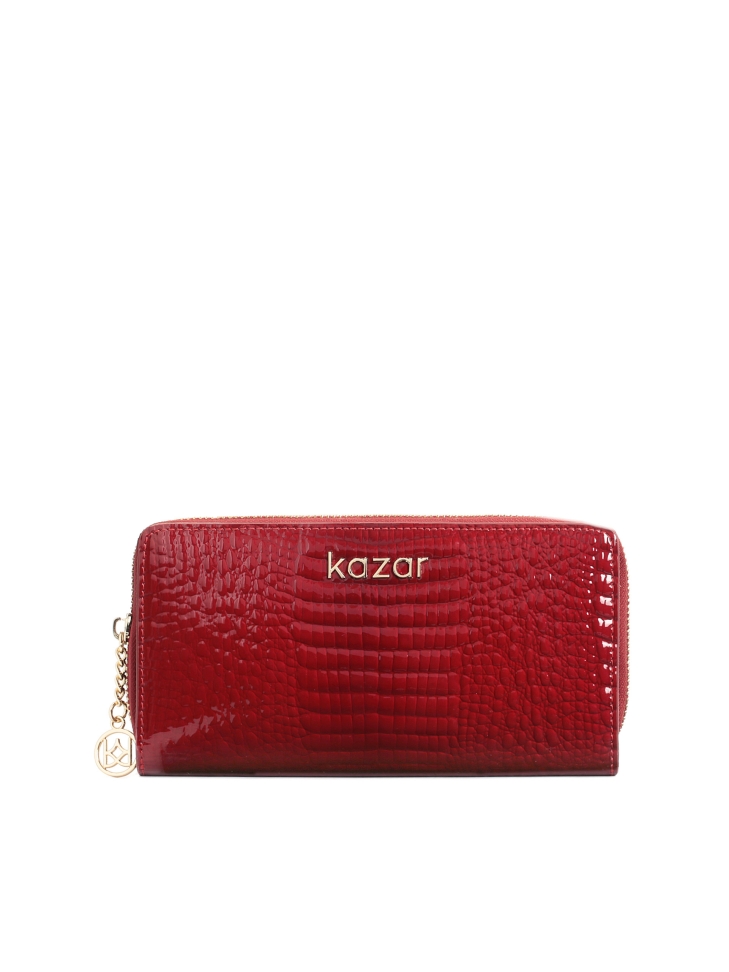 Elegant red patent leather walled in embossed pattern