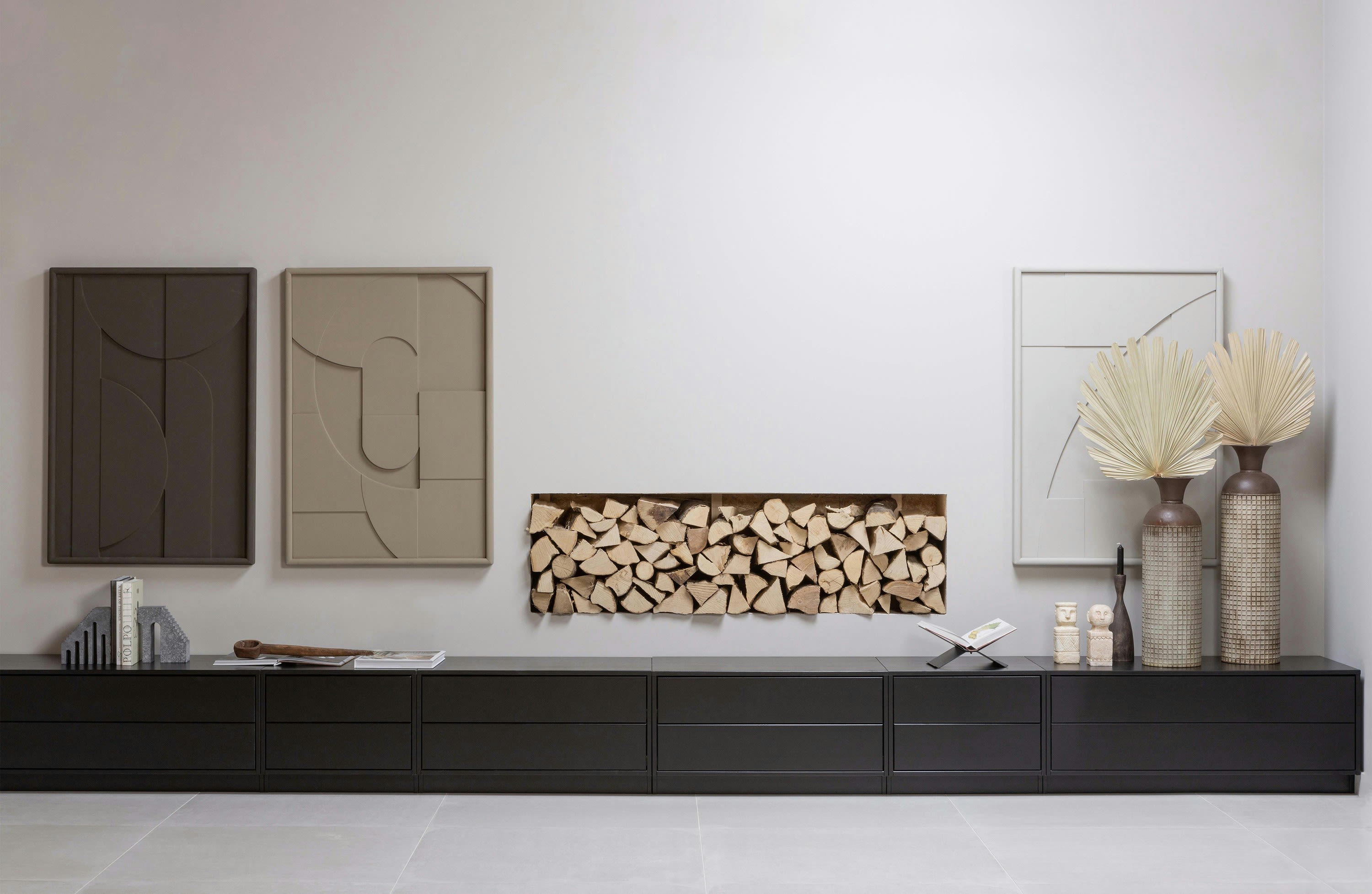 FINCA - Grand meuble tv en bois noir