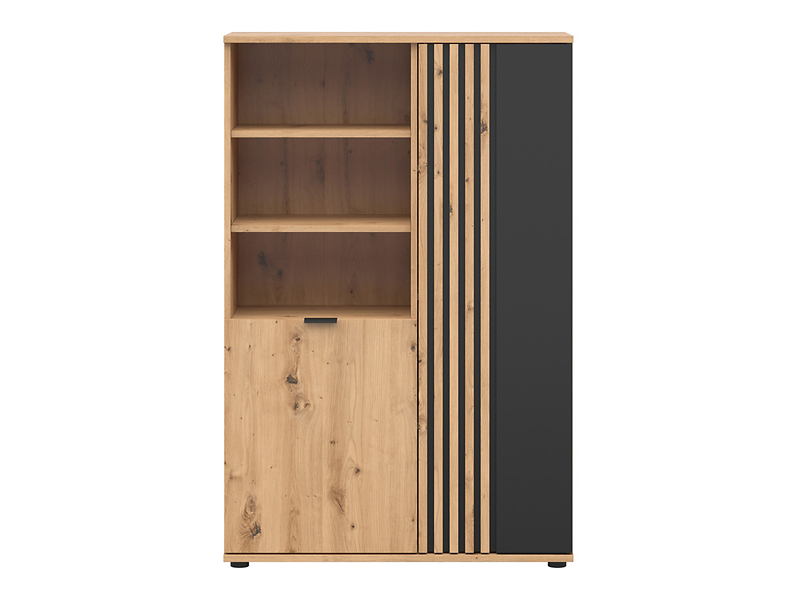 Regał Vebres 90 cm z 2 drzwiami i 2 półkami dąb artisan/czarny