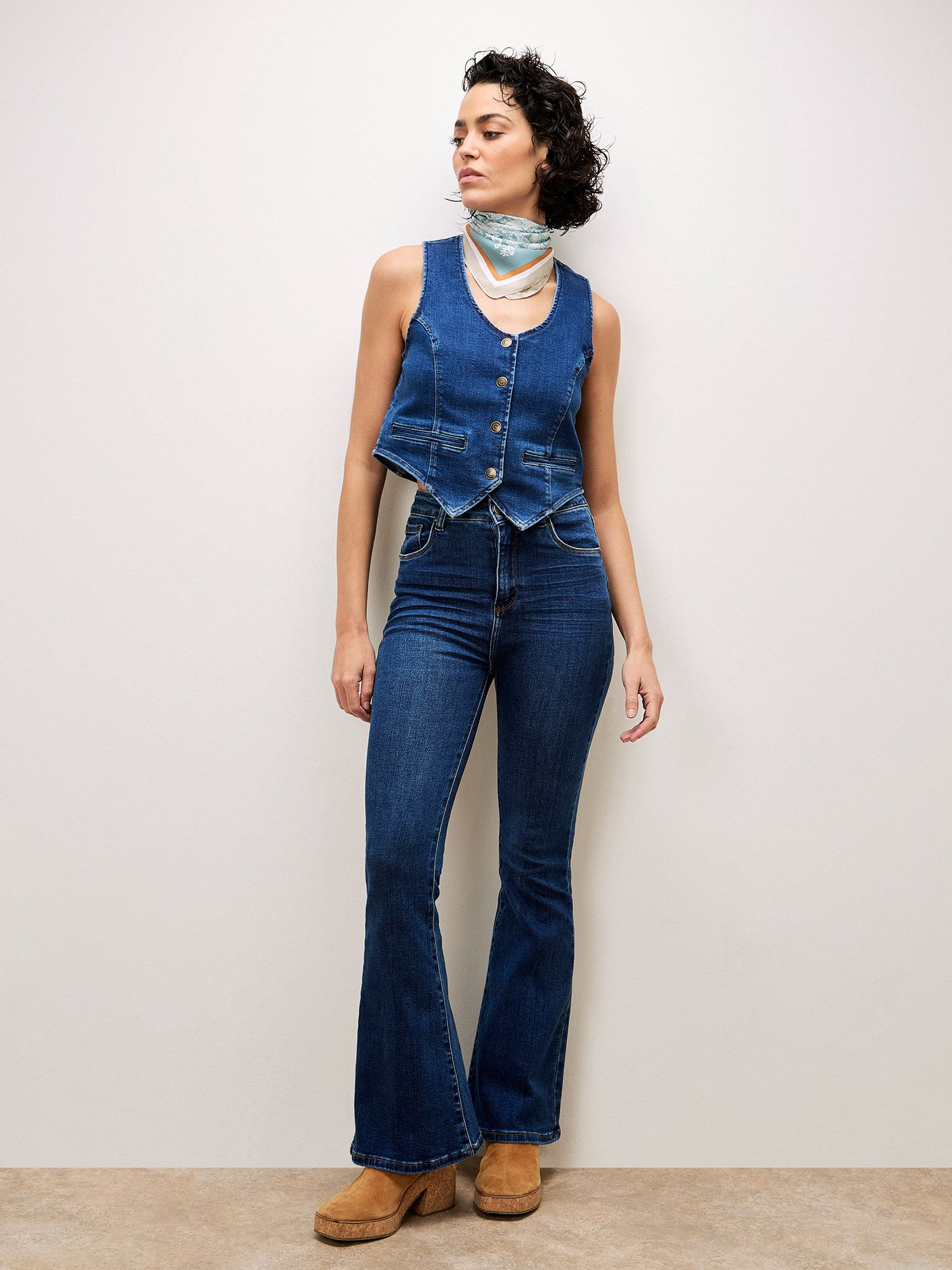 Apricot Lola Dark Wash Flare Jeans