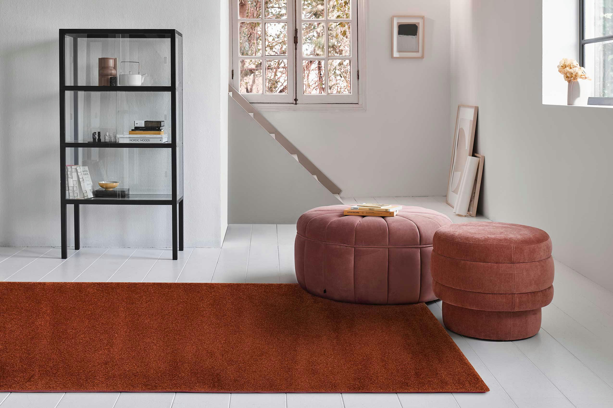 CALIFORNIA - Tapis uni terracotta chiné belle densité et qualité 120x170