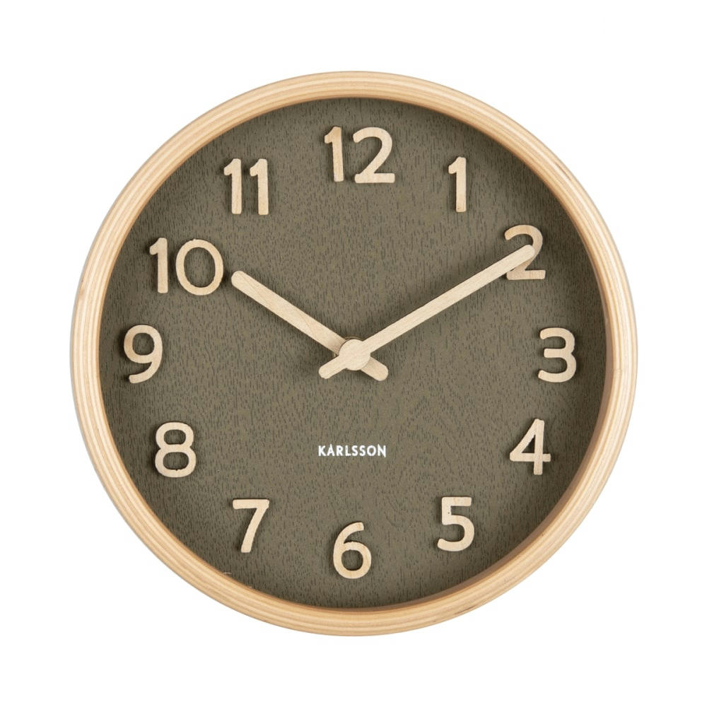 PURE - Horloge à poser pure h18cm bois vert