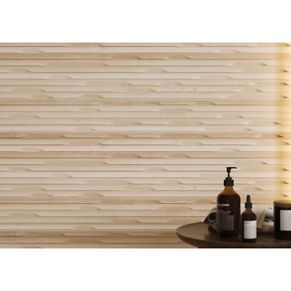 Carrelage mur faience effet bois à relief 40x120 cm WEWOOD CONCEPT CREMA