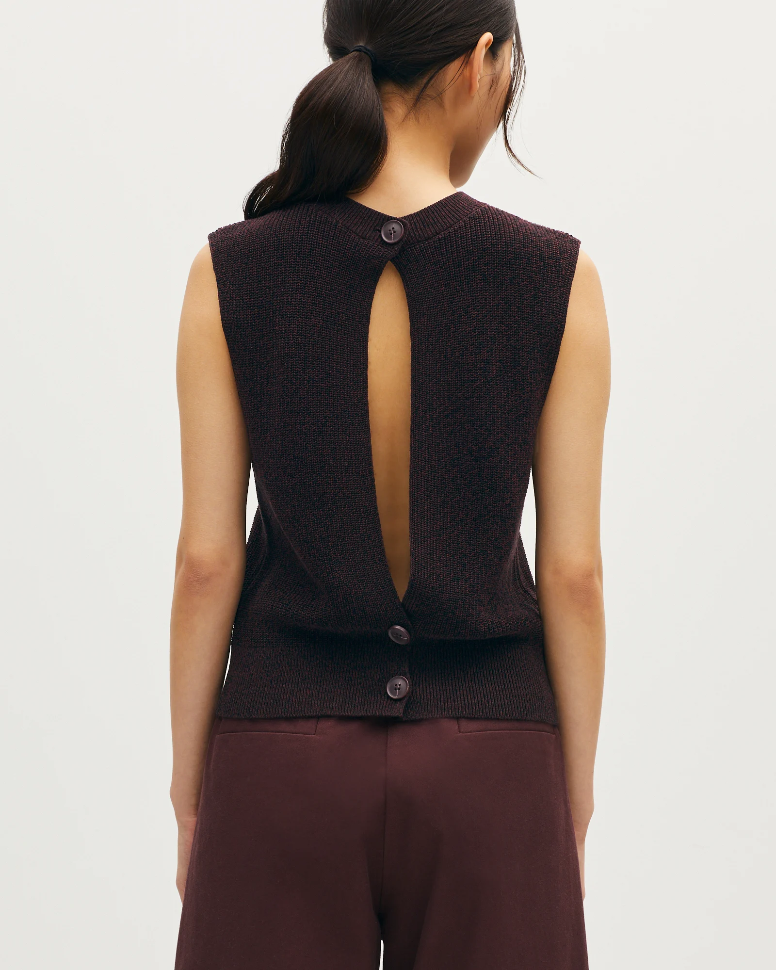 Pull dos nu boutonné en coton